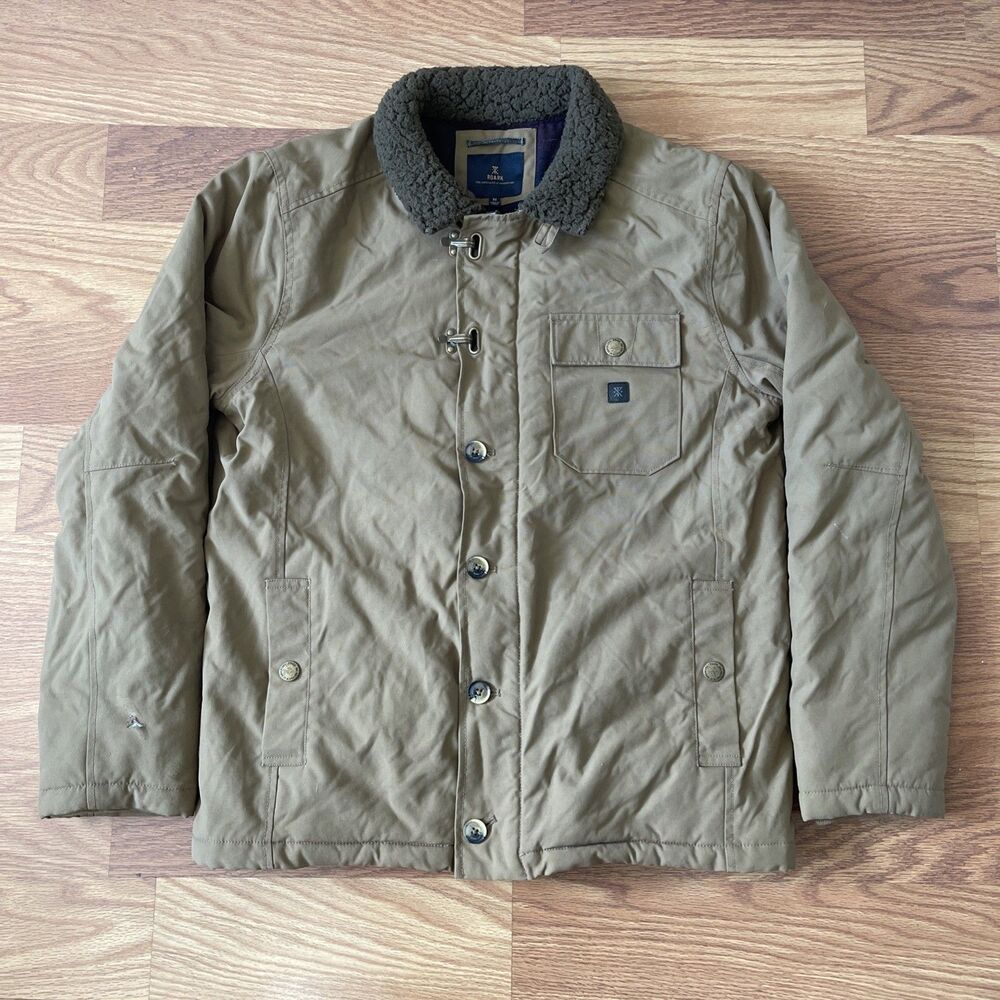Mens Roark Axeman Jacket M light brown/tan army fleece quilt insulated clasp